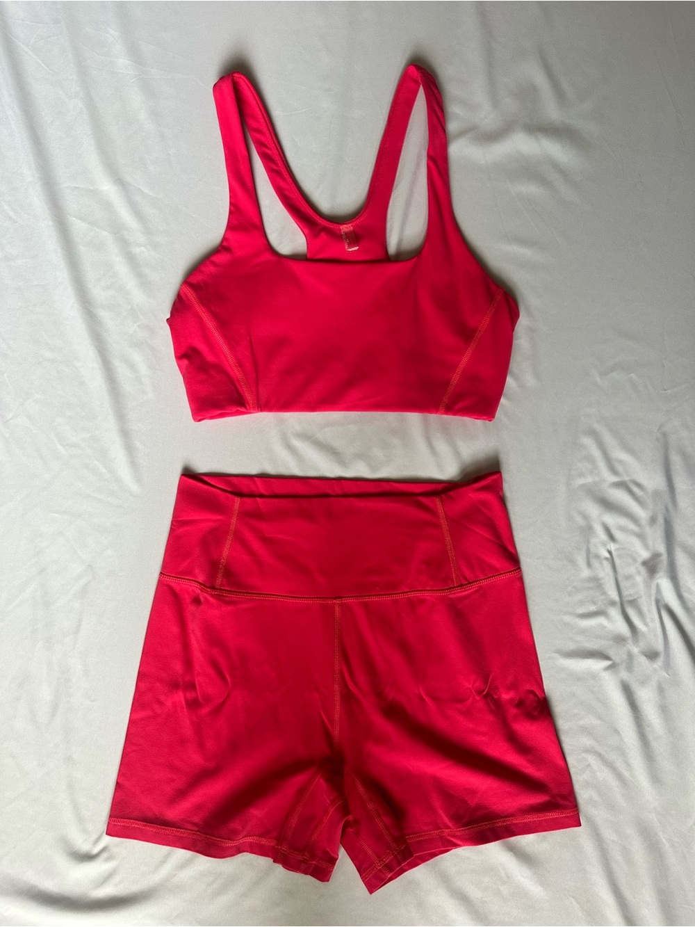 FP Movement Electric Sunset Sports Bra (M) & High-Waist Shorts (L) Set